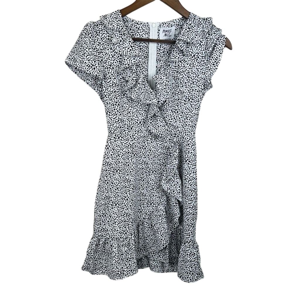 Princess Polly Ruffle Mini Dress Black White 0 Fairy Whimsy Romantic Punk